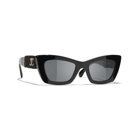 chanel sunglasses leopard|Cat Eye Sunglasses Acetate & Tweed Black & Gold. Lenses: .